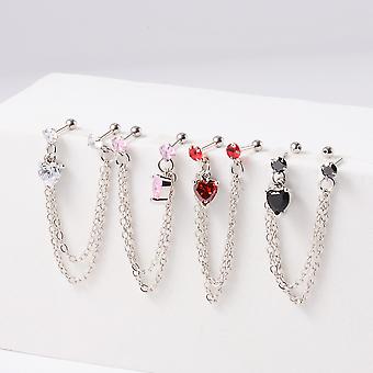 FIOROYAL 36 Pz Orecchini Acciaio Chirurgico per Donna Ipoallergenico Stella Luna CZ FlatBack Orecchini Helix Conch Tragus Cartilagine Orecchio Piercing Gioielli per Ragazze Nero