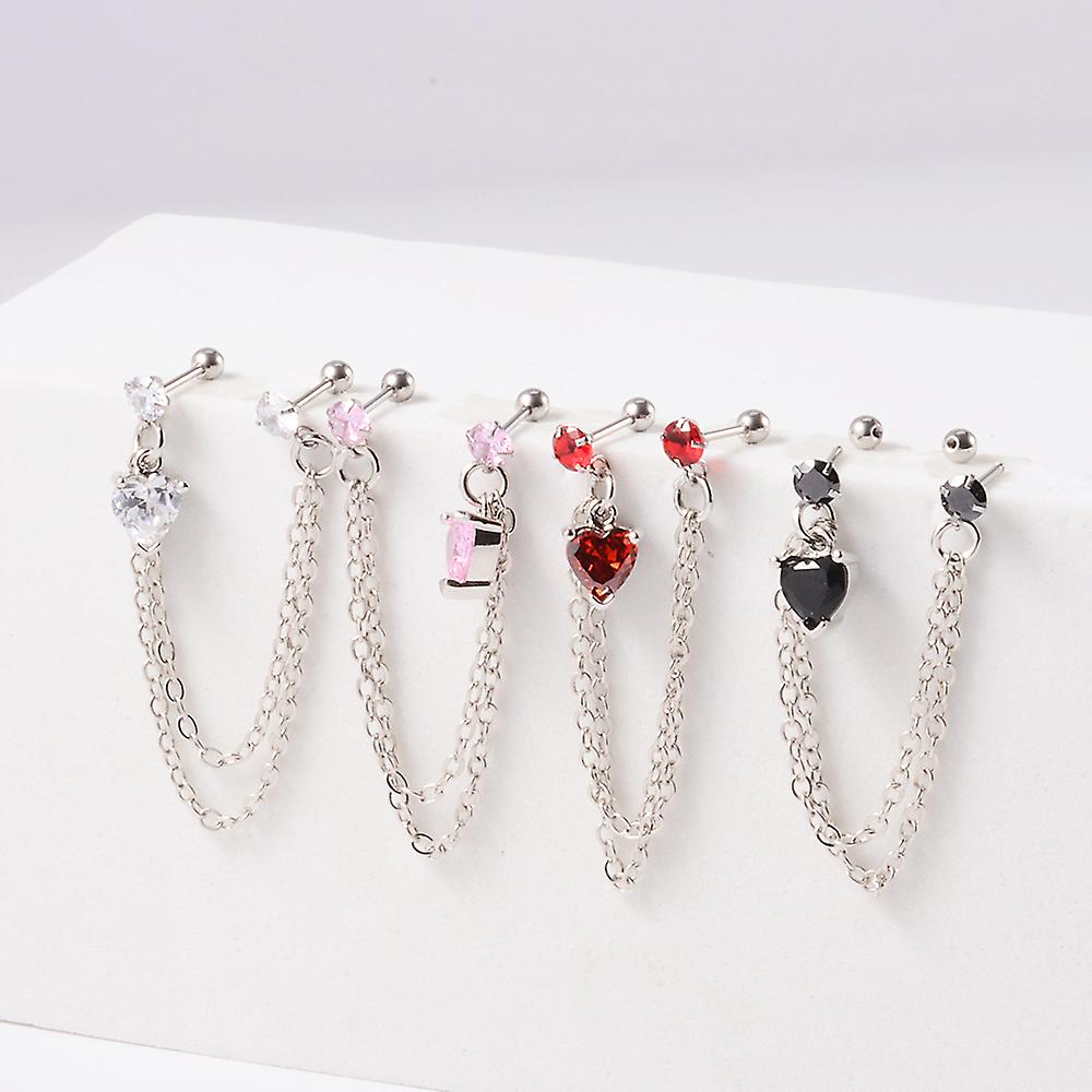 8 Paia Orecchini Donna Acciaio Chirurgico 316L - Set Con Stelle, Cuori, Luna E Zirconi Per Cartilagine, Tragus Ed Helix (Argento E Oro Rosa)