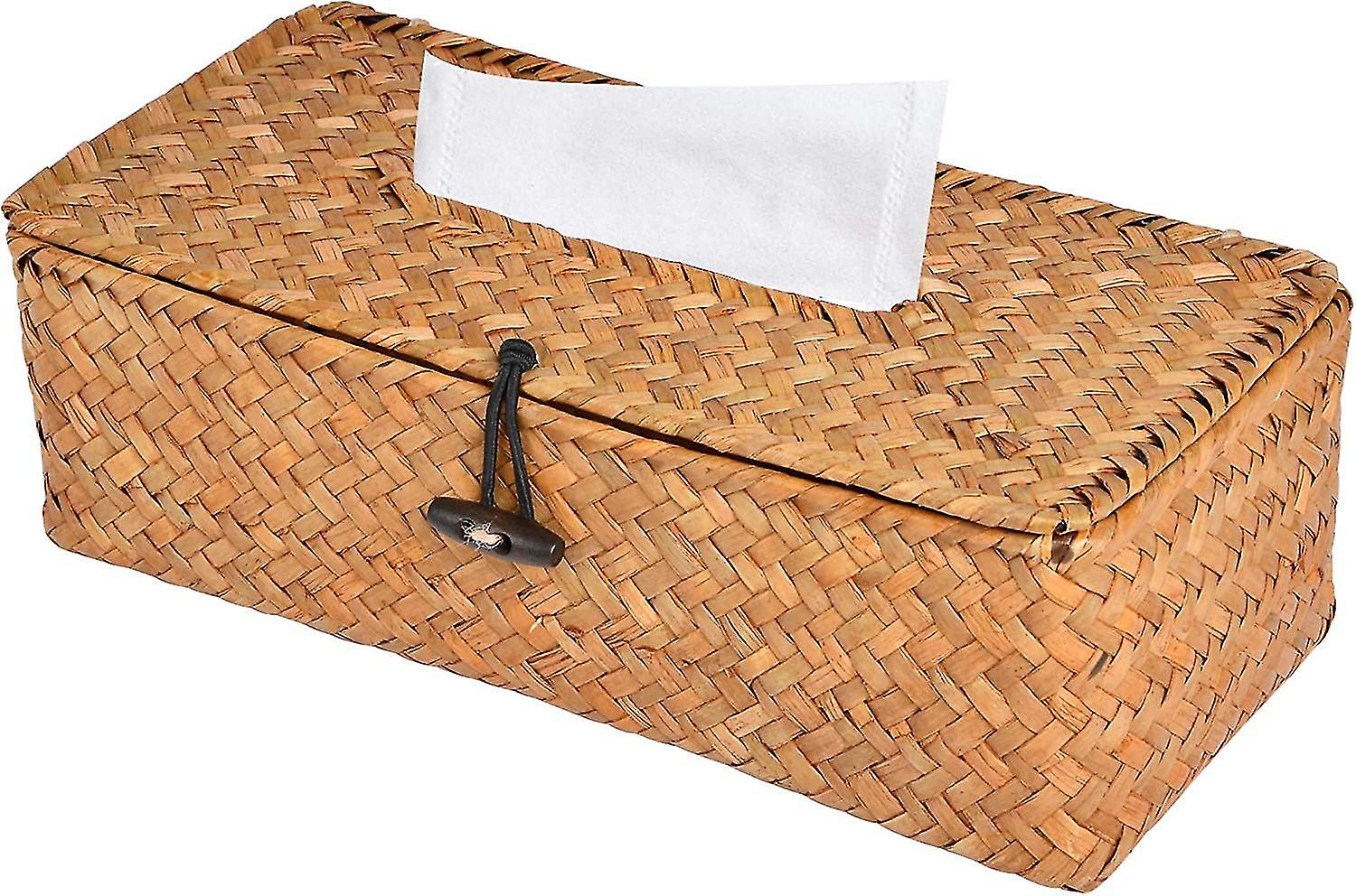 Tissue Box Cover Rectangular Woven Facial Tissue & Napkin Holder Pumping Paper  Gift
