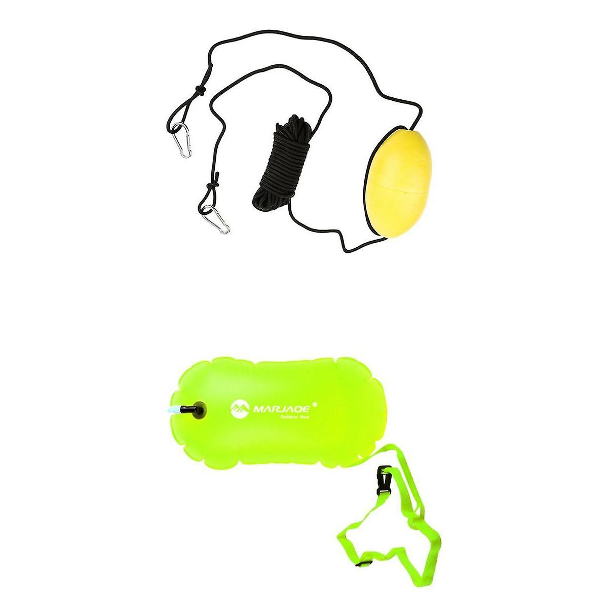 High Visible Swim Buoy Tow Float Inflatable Air Bag Kayak Tow Rope Tow Line