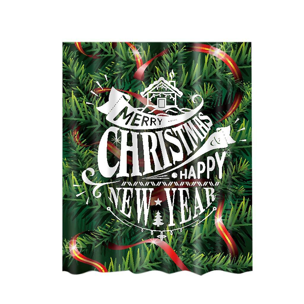 Christmas Theme Polyester Shower Curtain with 12 Hooks  Christmas Tree #1