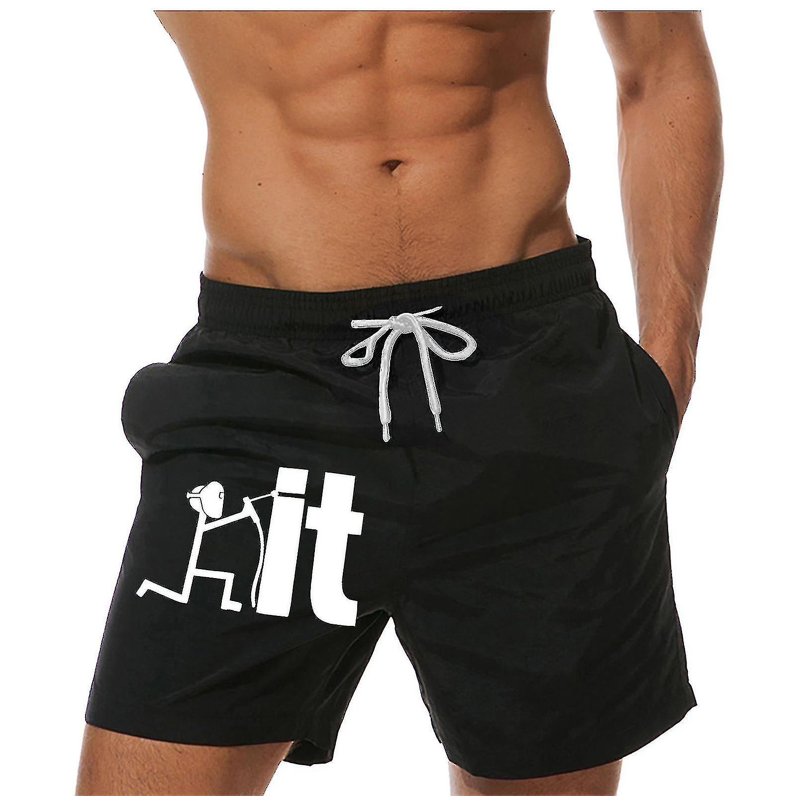 Men Drawstring Special Print Beer Festival Beach Casual Trouser Shorts Pant