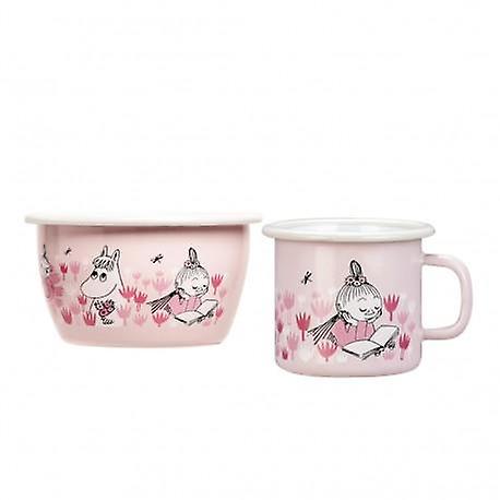 Set Moomin girls bowl 3 dl and mug 2.5 dl in enamel