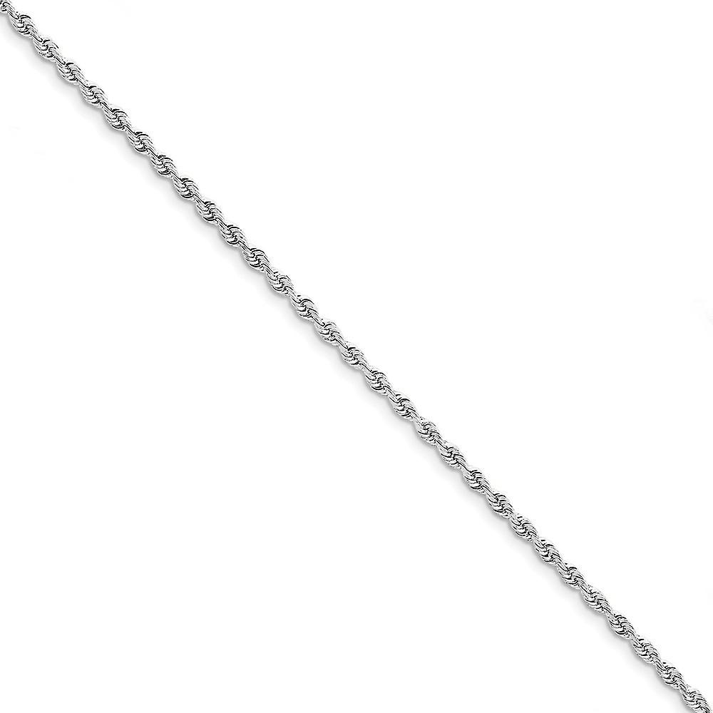 10Kホワイトゴールド3.0mmスパークルカットクワッドロープチェーンブレスレットリンクブレスレット女性と男性用-長さ:7〜8