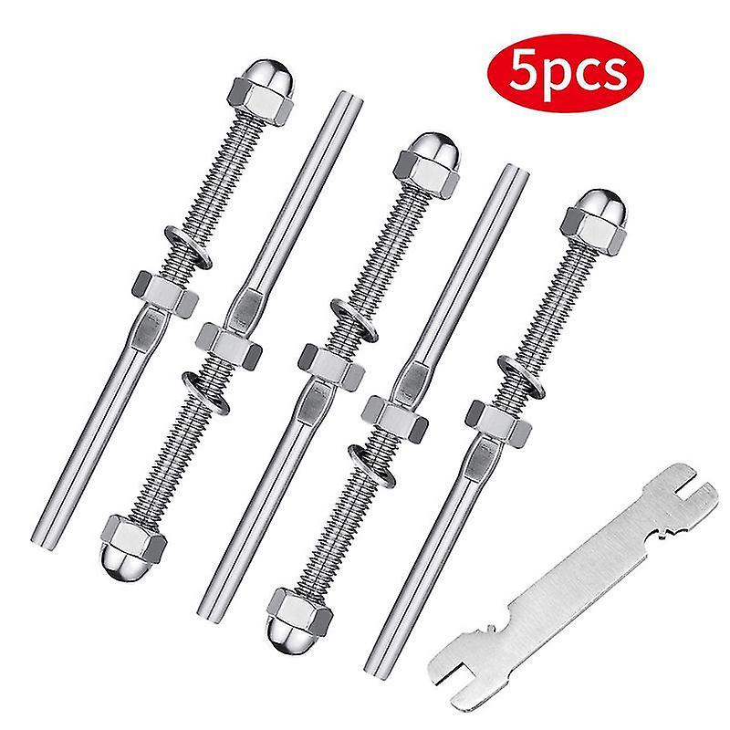 5pcs Cable Railing Swage Threaded Stud Tension End Fitting Terminal For 1/8quot; Cable Deck Railing