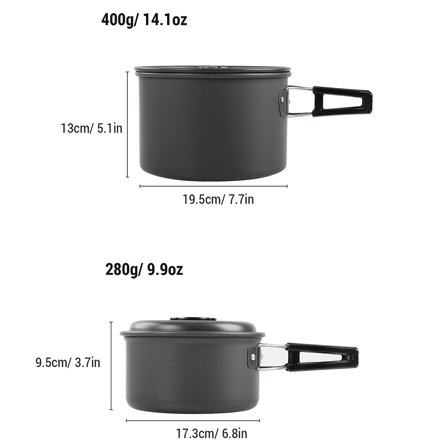 Camping Cookware Mess Kit Non-Stick Pot and Pan Set with Kettle for Camping Hiking Backpacking