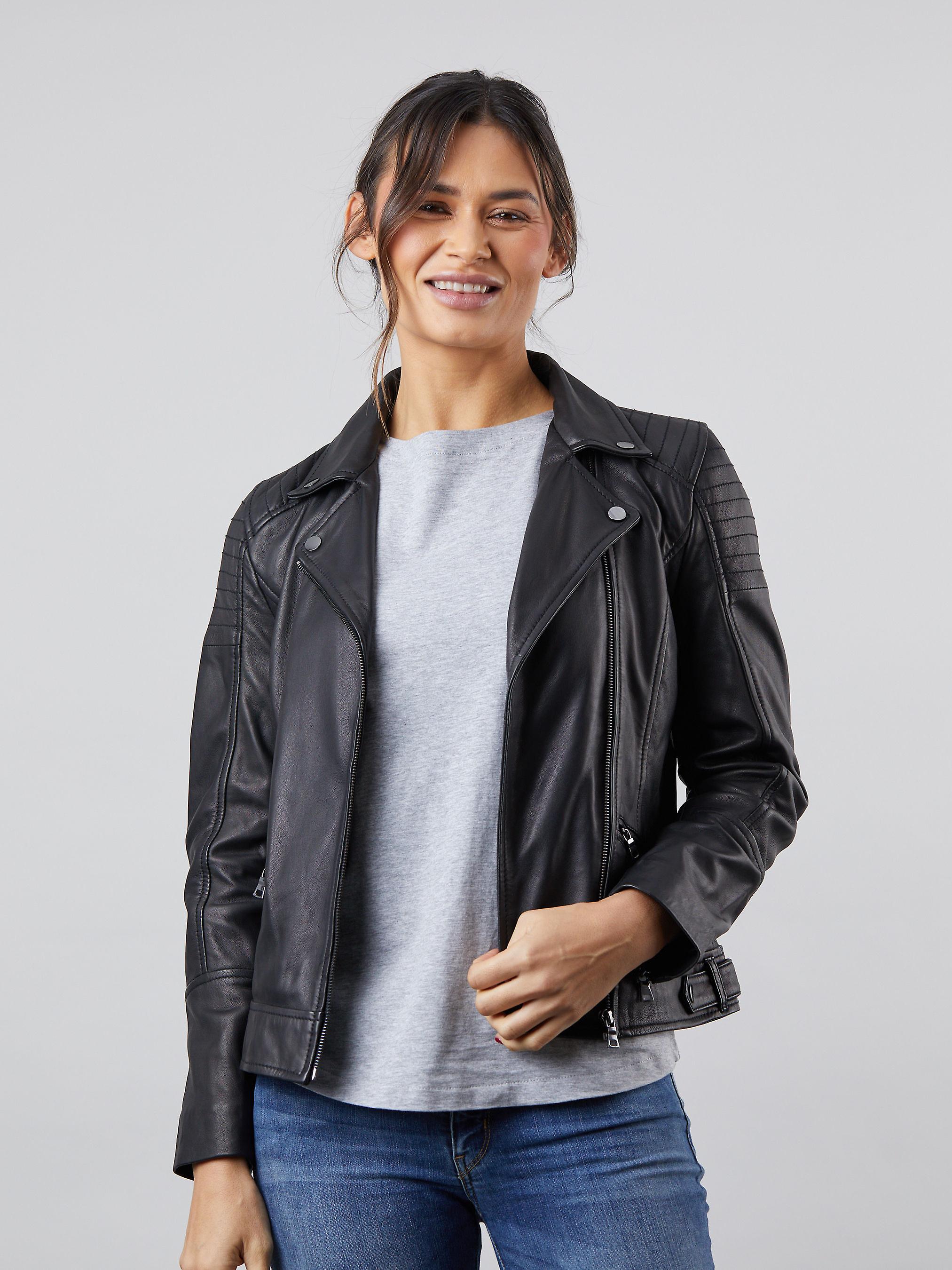 Millie Leather Biker Jacket in Black