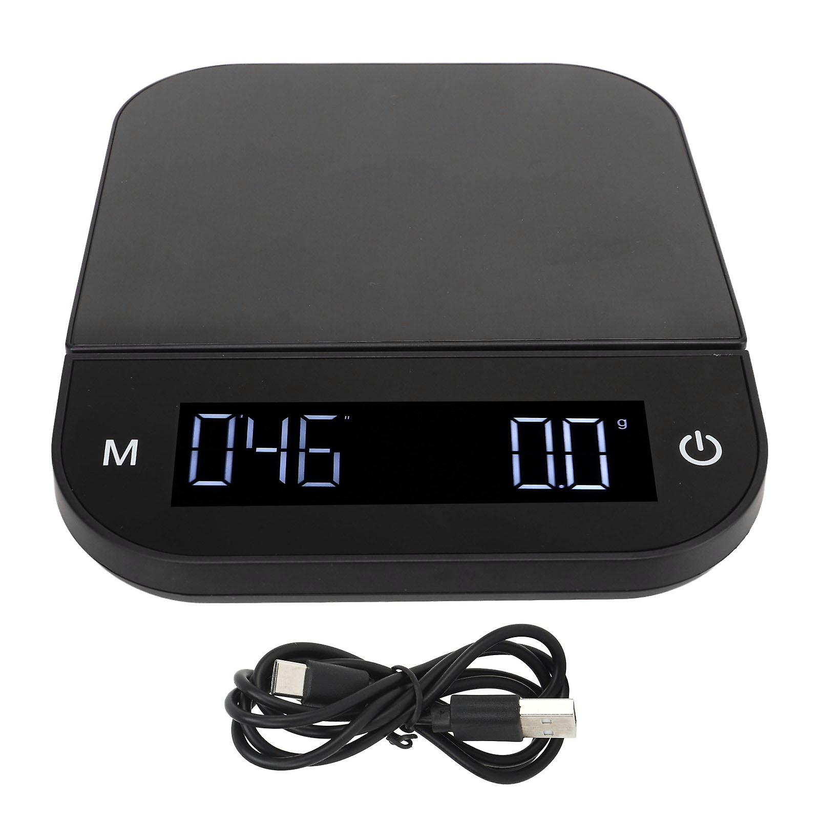 Digital Coffee Scale Rechargeable Precision Coffee Weighing Scale 3kg/0.1g Waterproof Surface Manual Timer Auto Timer Built-in Battery For Brewin