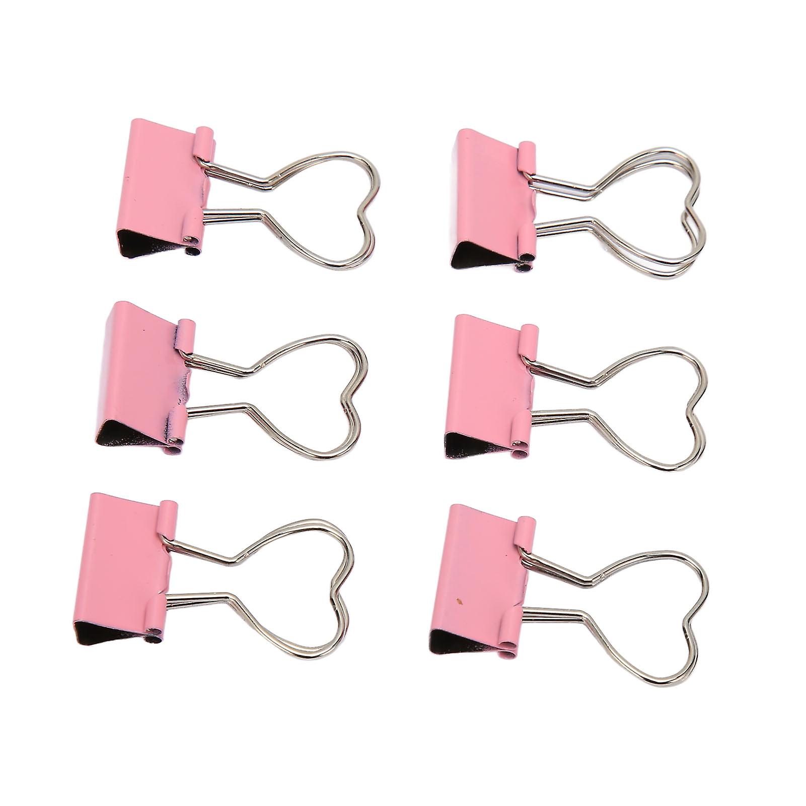 60pcs Binder Clips with Heart Shaped Handle Pink Strong Clamping Force Paper Binder Clips for Tickets Clothes 