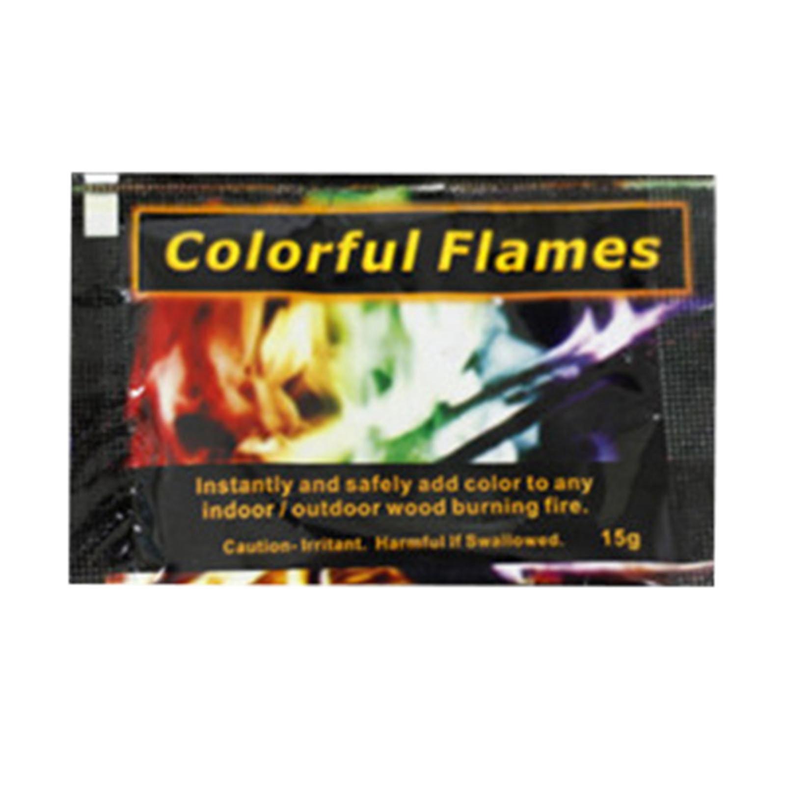 Poudre de flamme colorée, sachets de couleur de flamme pulsée longue durée, poudre changeante de couleur pour intérieur et extérieur 15 g