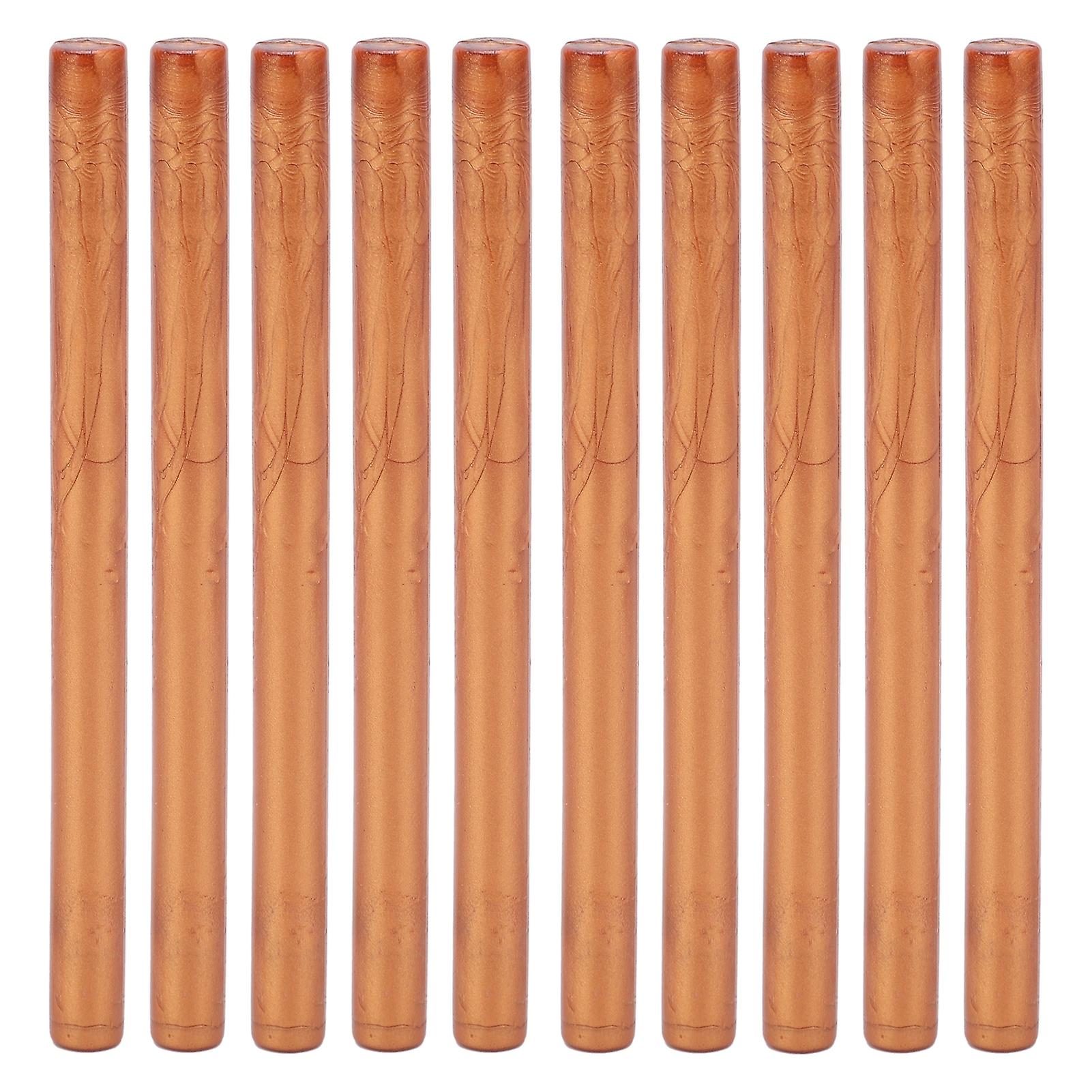 Lot de 10 bâtons de cire à cacheter, pratiques, sans fumée, flexibles, pour enveloppes, cartes, manuscrits, laiton doré