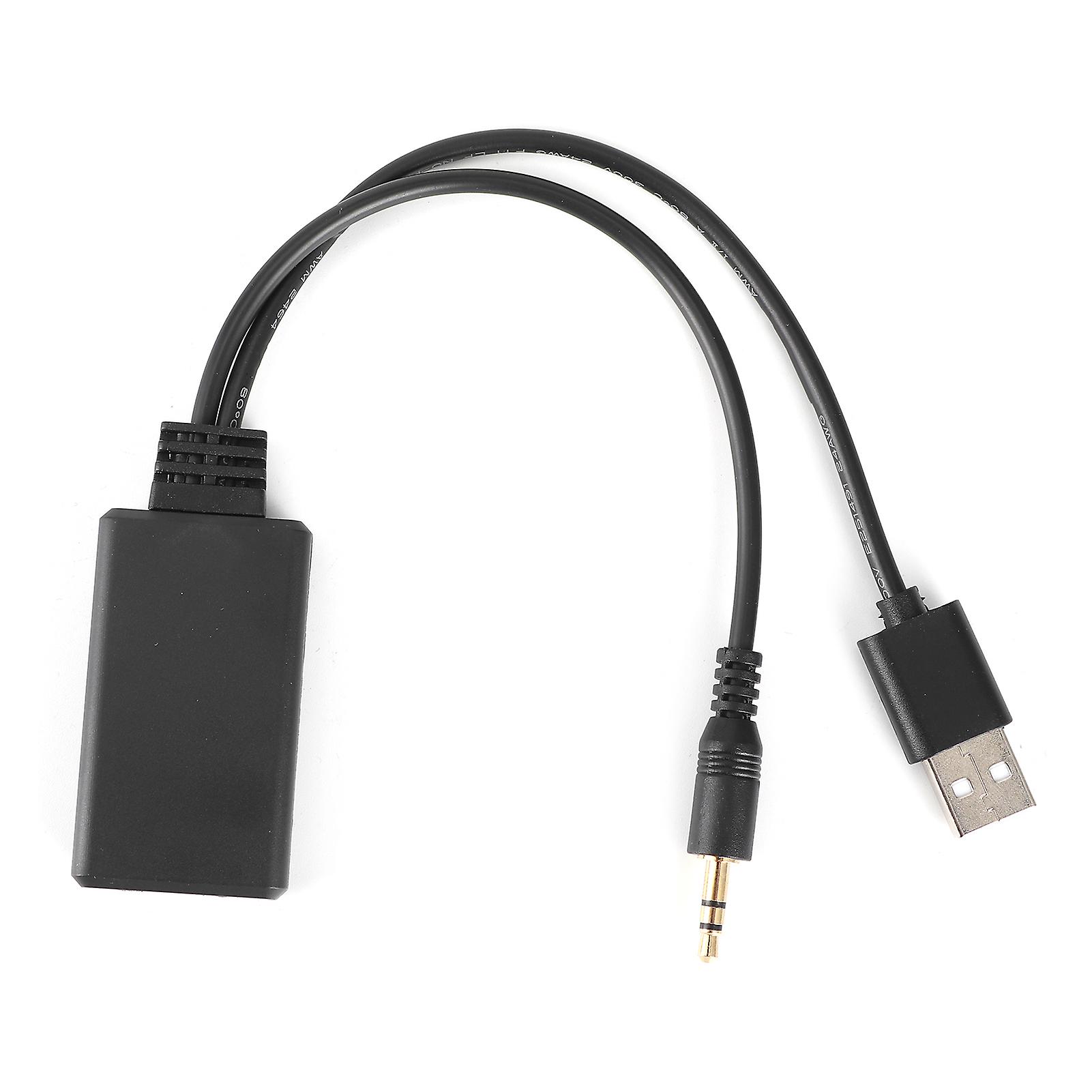 Bluetooth 5.0 Receiver Adapter Cable USB+3.5mm Port Stereo o for Car AUX Speaker Universal