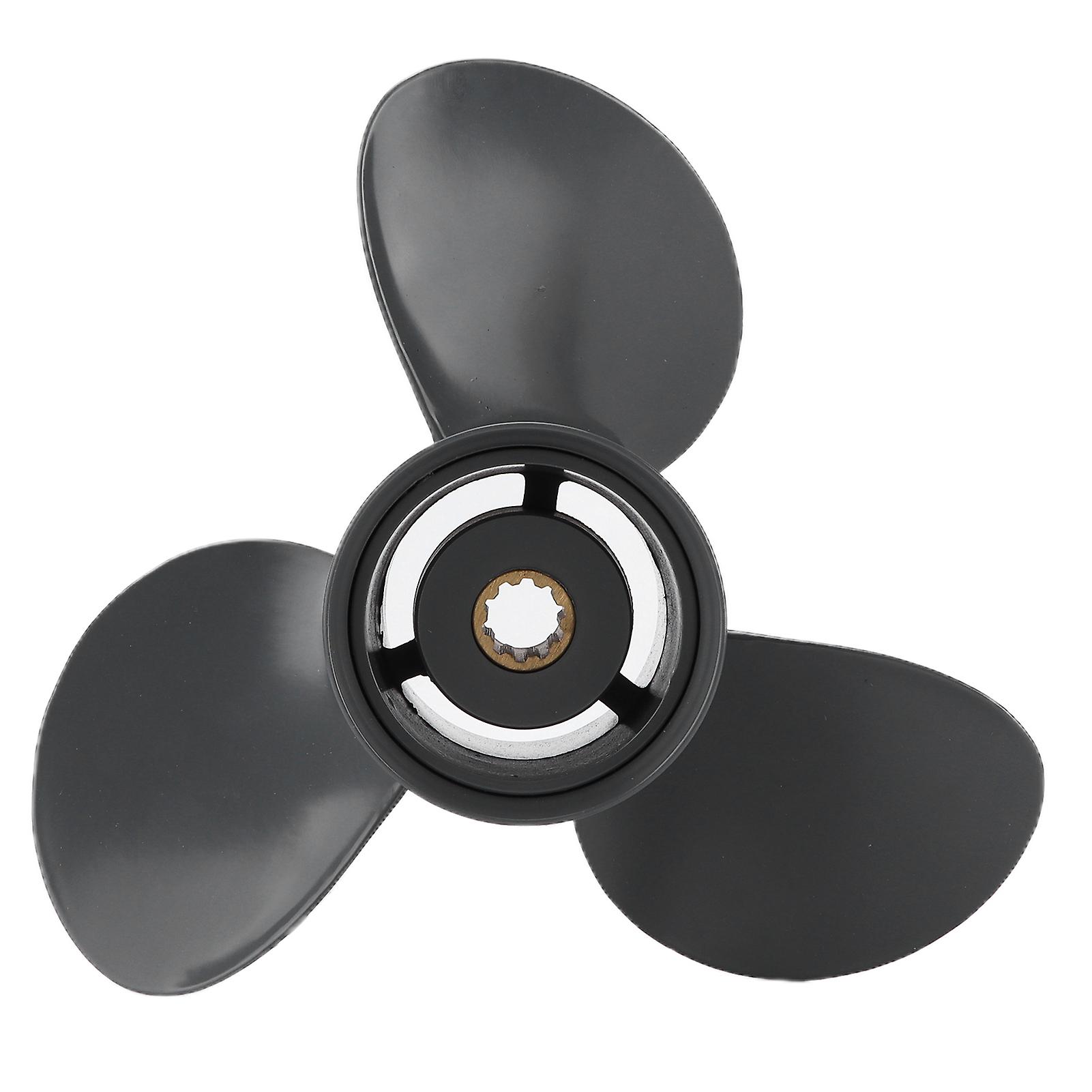 3-blade, 10-tooth straight aluminum alloy outboard propeller for 20 to 30 HP engines.