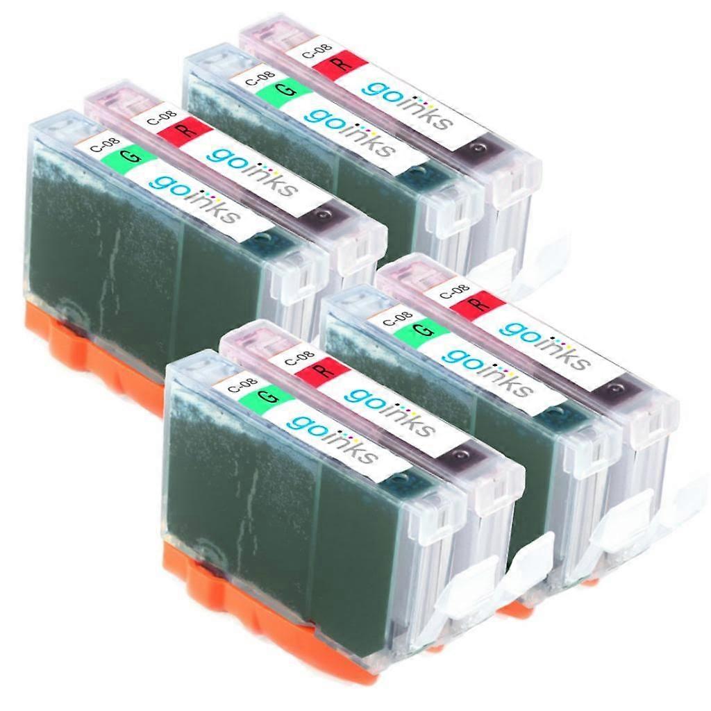 Red & Green Ink Cartridges to replace Canon CLI-8R & CLI-8G Compatible/non-OEM from Go Inks (8 Inks)