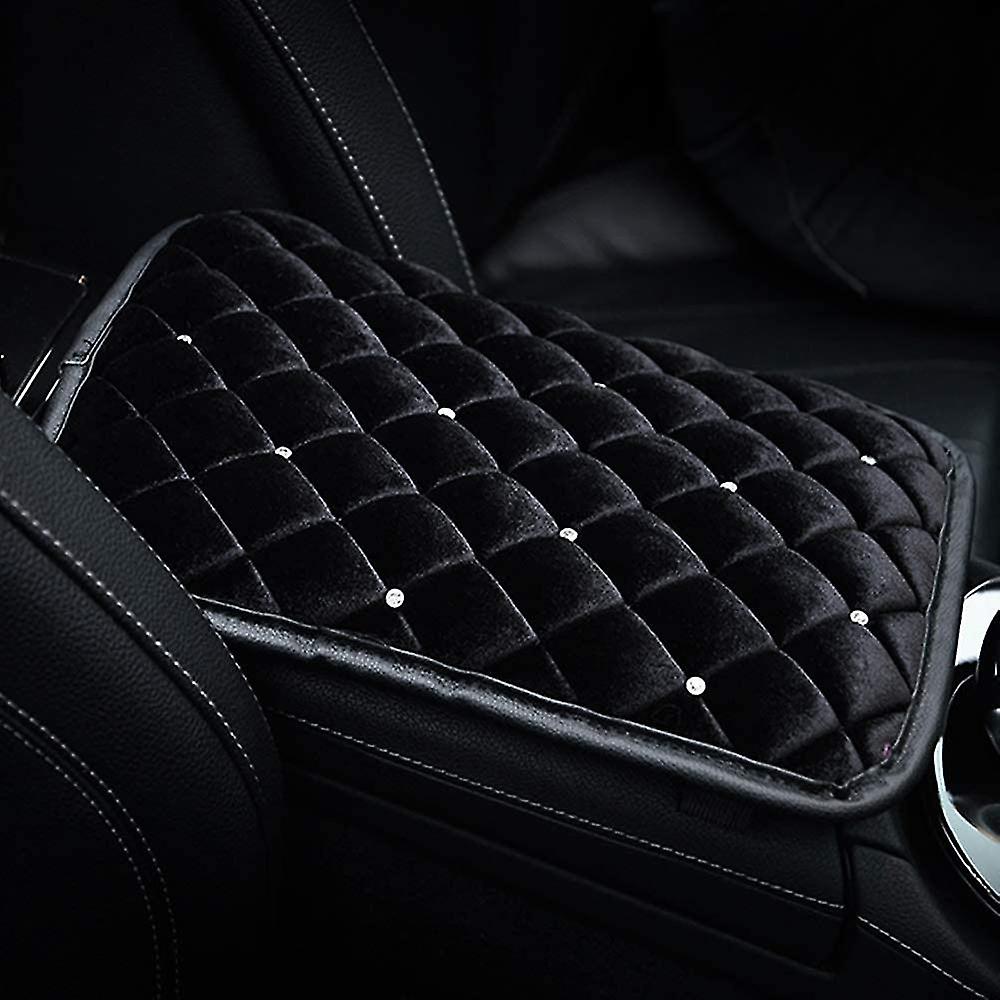 Auto Armrest Console Cushion, Soft Plush Luster Crystal Arm Rest Padding Protective Case