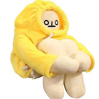 15inch Banana Doll, Plush Banana Toy Manwith Magnet Funny Changeable Plush Pillow Toy, Decompression Toy,yellow