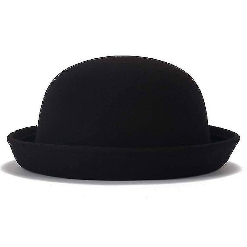 Modne kobiety Solid Color Bowler Derby Wool Felt Hat