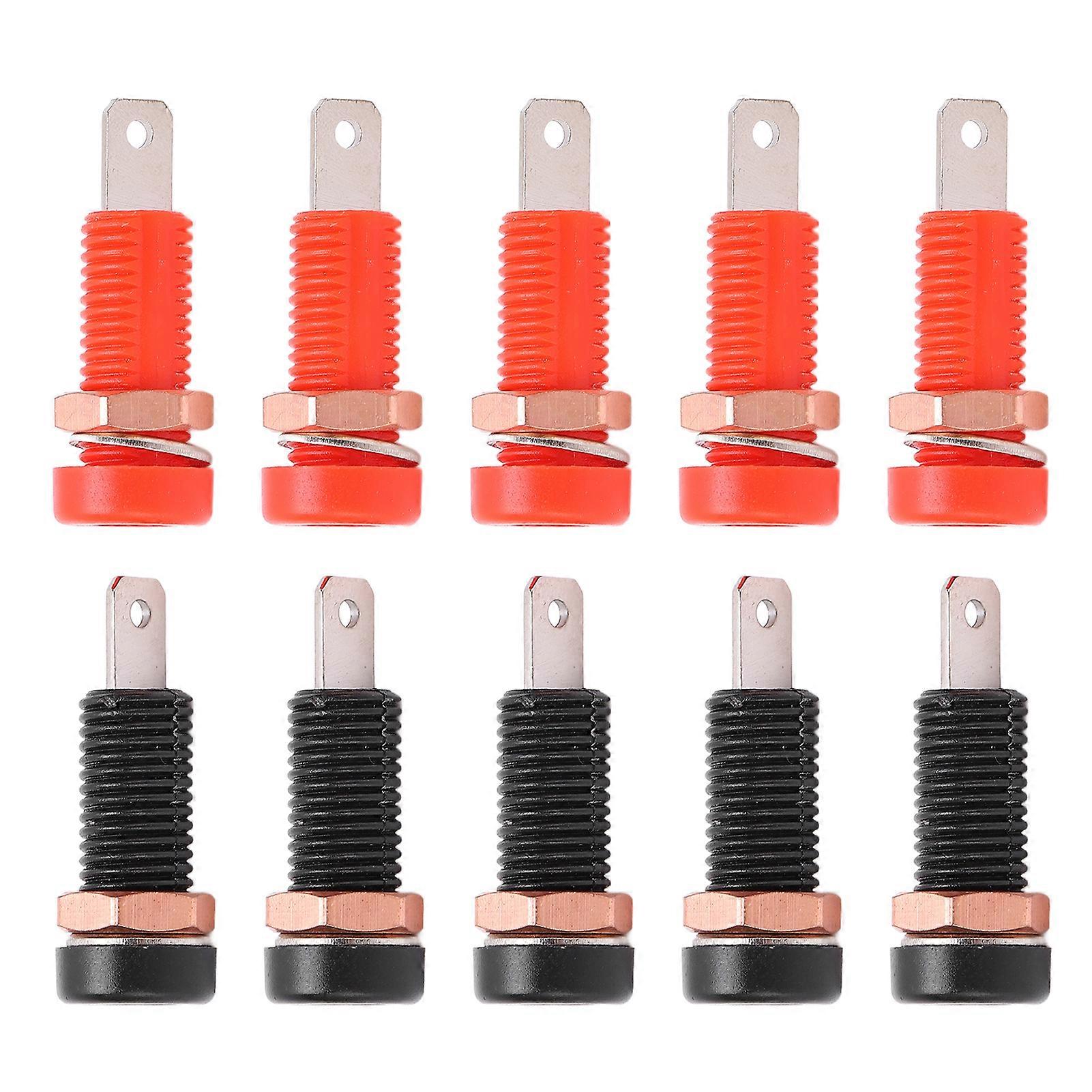 Uadme 10pcs Banana Plugs, Brass Material 4mm/0.2in Hole Insulation Resistance Maximum.24A Socket Connector Female 30V‑60V