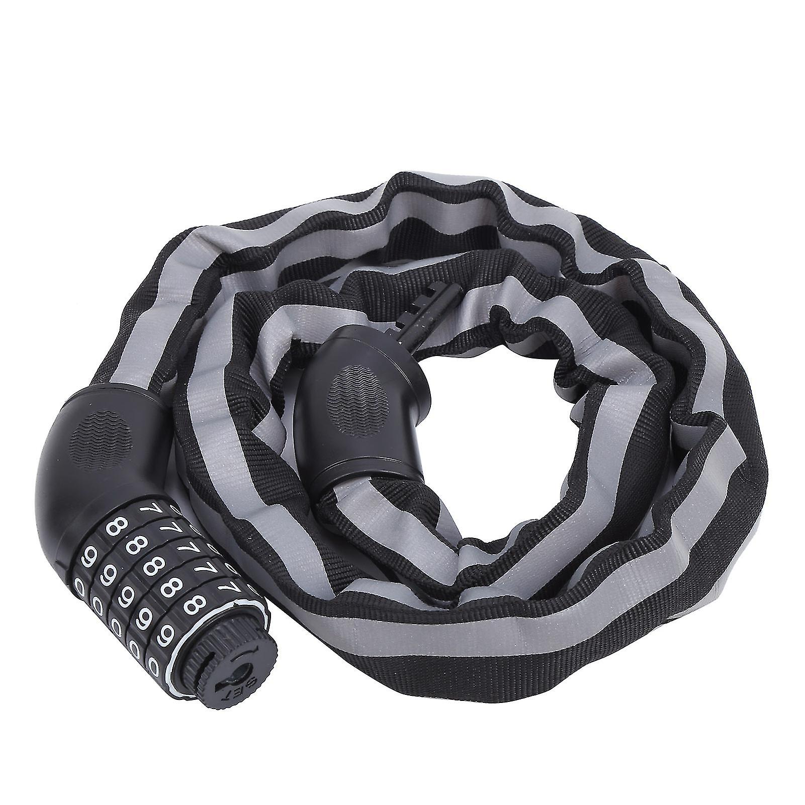 Reflective Black Keyless Bike Antitheft Coded Lock - Five Password Bicycle Cable Lock