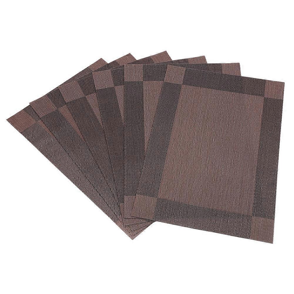 6x Waterproof Placemats Mat Table Coasters Kitchen Dining Table Mat PVC Brown