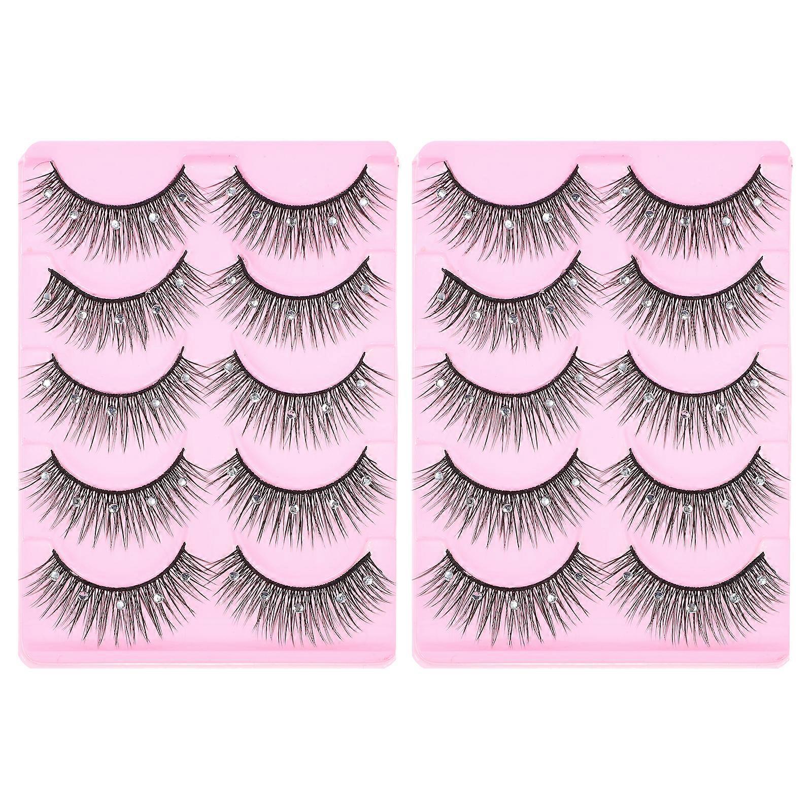10 Pairs Dense Eyelashes False Eye Lashes Makeup False Eyelashes with Diamonds