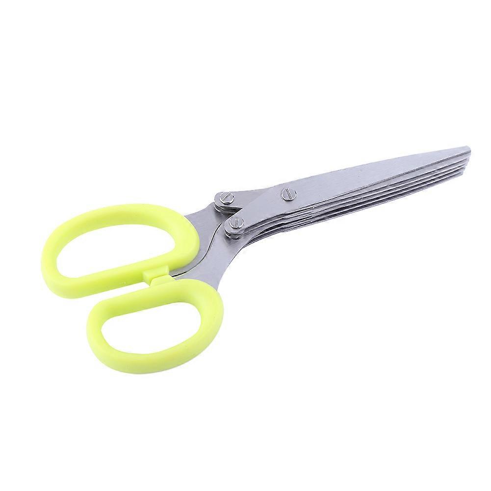 Herb Scissors Stainless Steel 5 Blade Sharp Cut Shears Multifunctional Kitchen Tool Snips Green