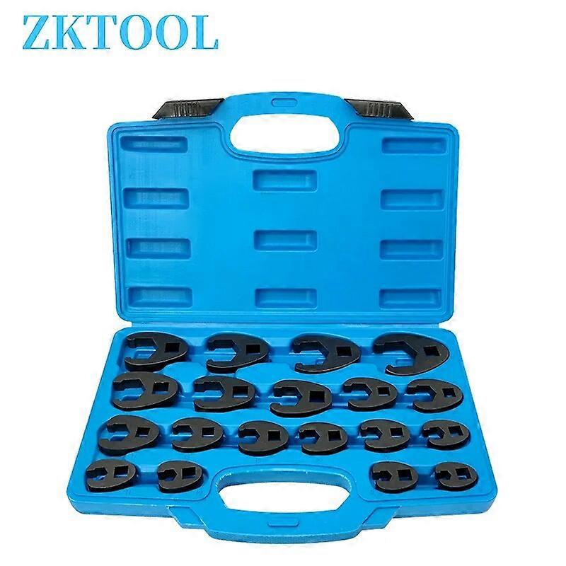3/8 and 1/2 Drive Crowfoot Flare Nut Wrench Set, 19PC Metric Tool 8 to 32 mm Sizes , 3/8in and 1/2in Drive Ratchet. No.18982