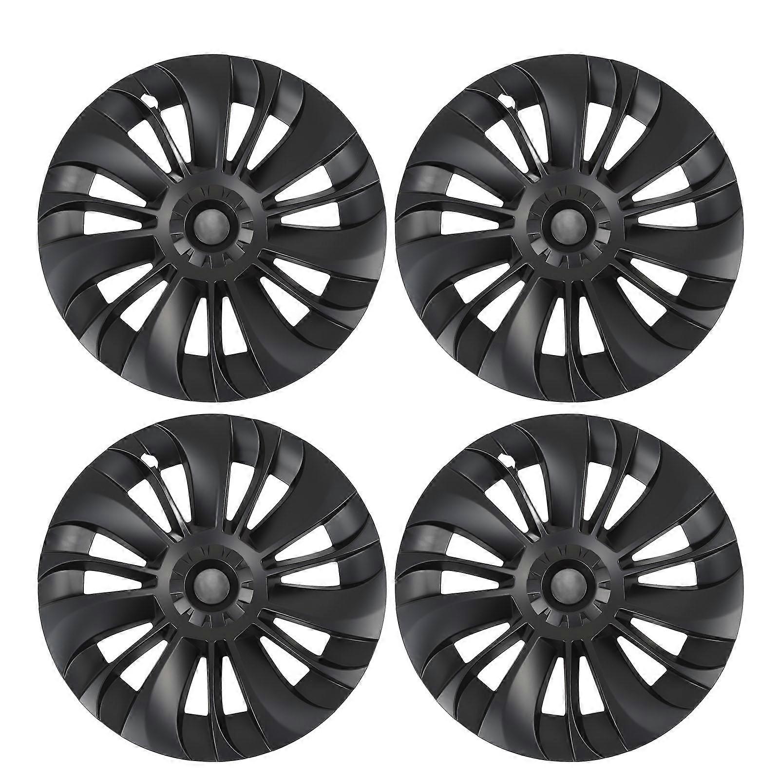 4Pcs Hubcap Wheel Covers Matte Black Stylish Durable Wear Resistant Wheels Rim Cover Replacement for Tesla Model Y E2U511