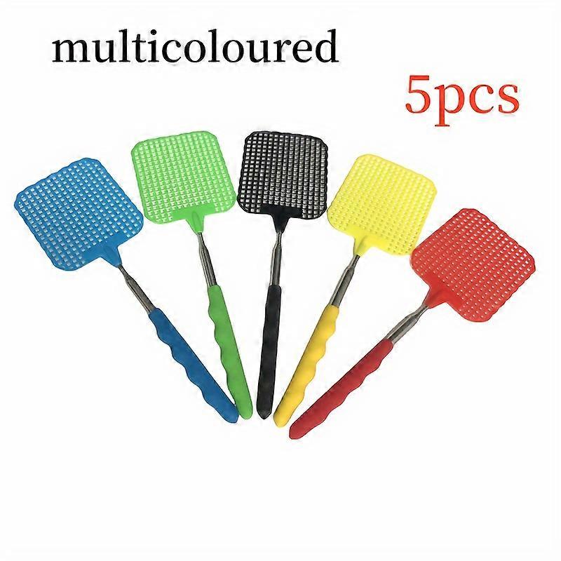 5-Pack Heavy-Duty Retractable Fly Swatters, Ergonomic Extended Handles, Multi-Surface Precision Strike, Ideal for Home, Office, and Classroom Use - As