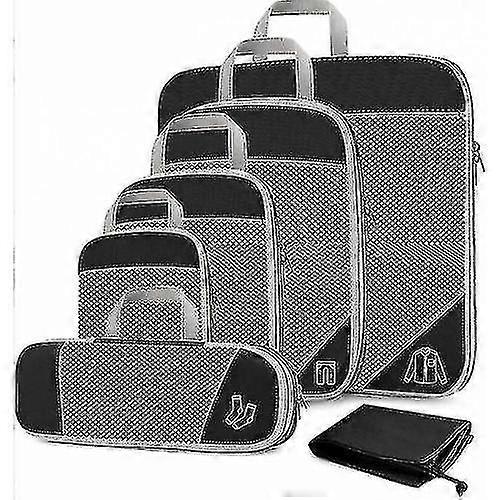 6pcs Expandable Luggage Organizer Compression Cubes For Packing Mesh Top And Durable Zippers