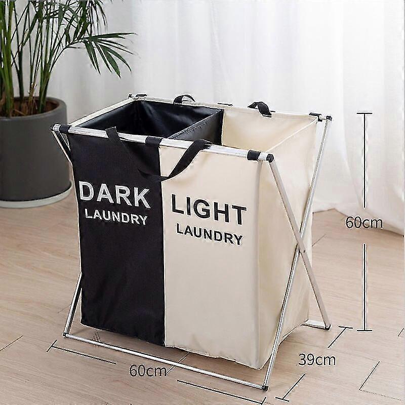 Jianghuo Foldable Laundry Basket Organizer For Dirty Clothes Laundry Hamper Large Sorter Two Or Three Grids Collapsible Folding Basket