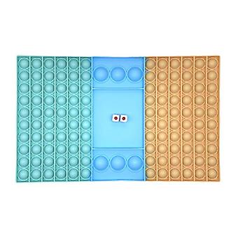 Stuff Certified® XXL Pop It Chess Board Game with Dice - 300mm Extra Large Fidget Anti Stress Toy Bubble Toy Silicone Blue-Orange