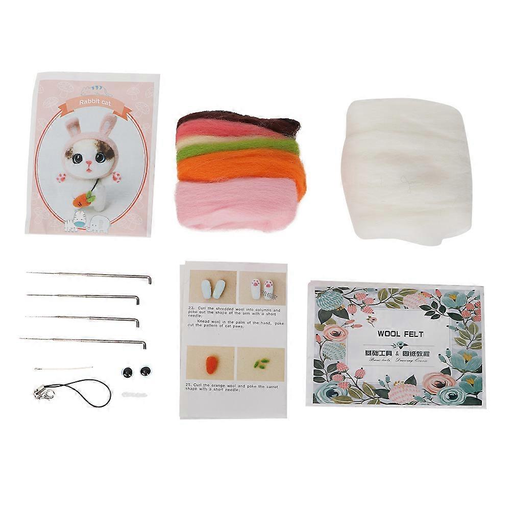 Non Finished DIY Wool Felting Handmade Craft Poked Needle Handcraft Material Set (Rabbit)