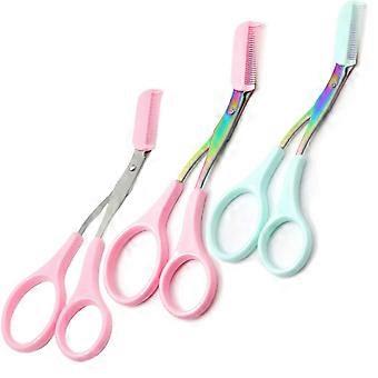 3PCS Augenbrauentrimmer Schere 2024 Neue Augenbrauenschere mit Kamm Präzisionsaugenbrauentrimmschere rutschfester Augenbrauenschneider Haarentfernung Augenbrauen Sci