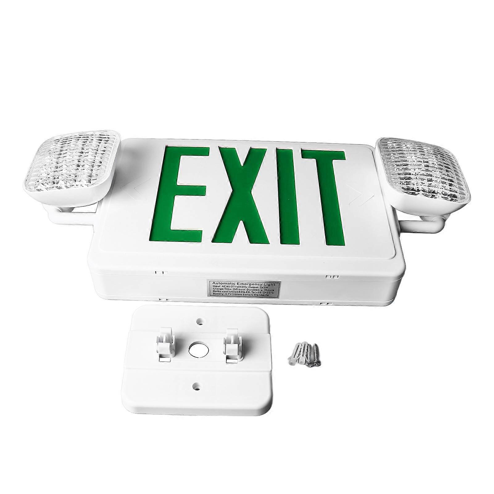 LED Emergency Exit Sign 2x3W Adjustable Head Super Bright Fire Indication Lamp Green Exit Sign AC85?265V YEMAA