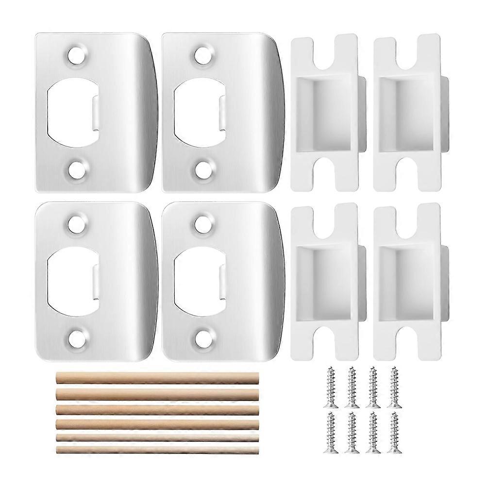 4 Pack Door Latch Strike Plate-Stainless Steel Door Lock Strike Plate Repair Kits-Door Latch Restor