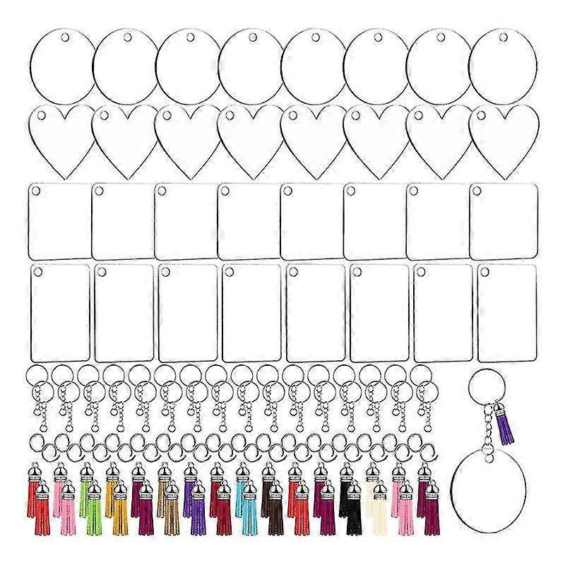 Keychain Set Transparent Square Shape Love Acrylic Key Ring Party Diy Key Gift
