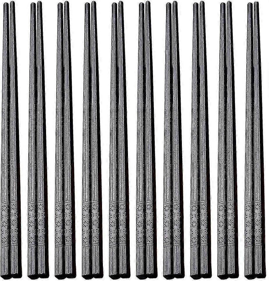 10pairs Chopsticks Set Alloy Chopsticks Black Pattern Chopsticks