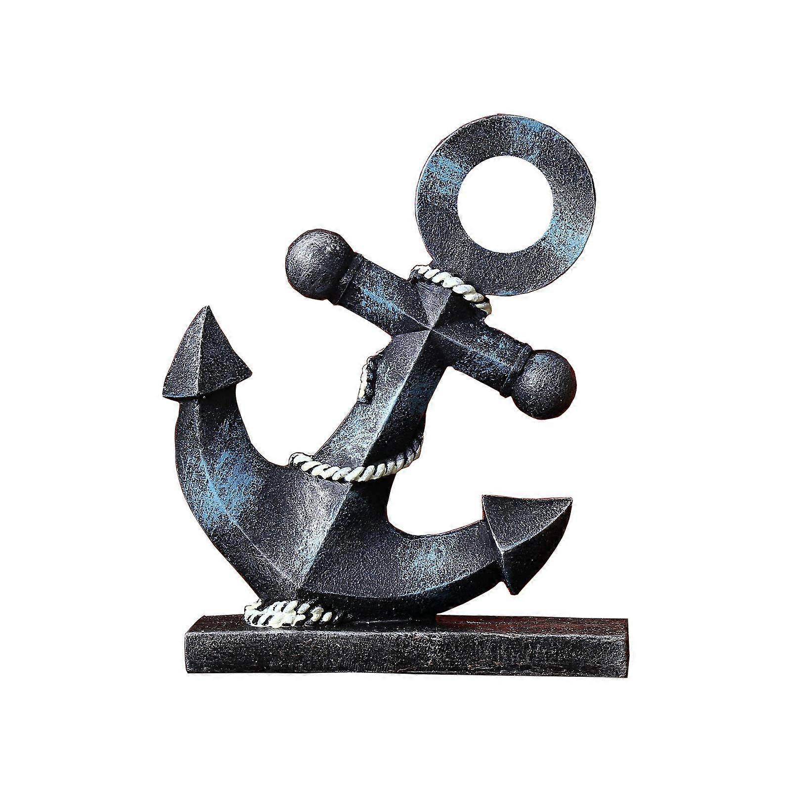 LINJOU Nautical Boat Anchor Sculpture Decor -  Desktop Bookshelf Crafts Sailboat Statue Resin Ornaments