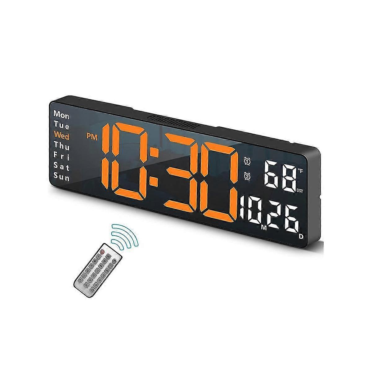 13inch Display Led Digital Wall Clock Remote Control Table Alarm Clock Date Week Timer Automatic Di