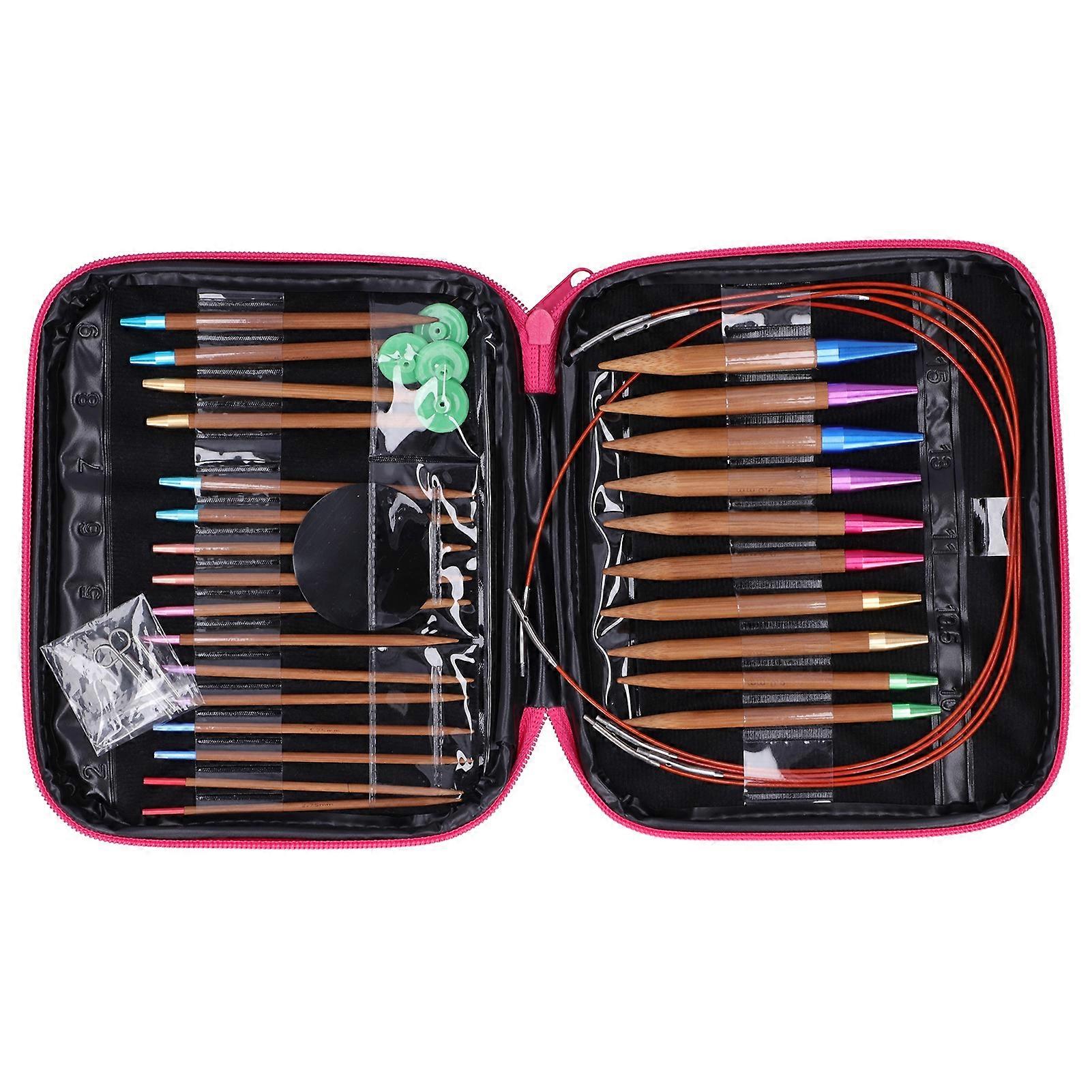 Bamboo Needle Carbonized Removable Circular Double Pointed Needle Sweater Knitting Tool