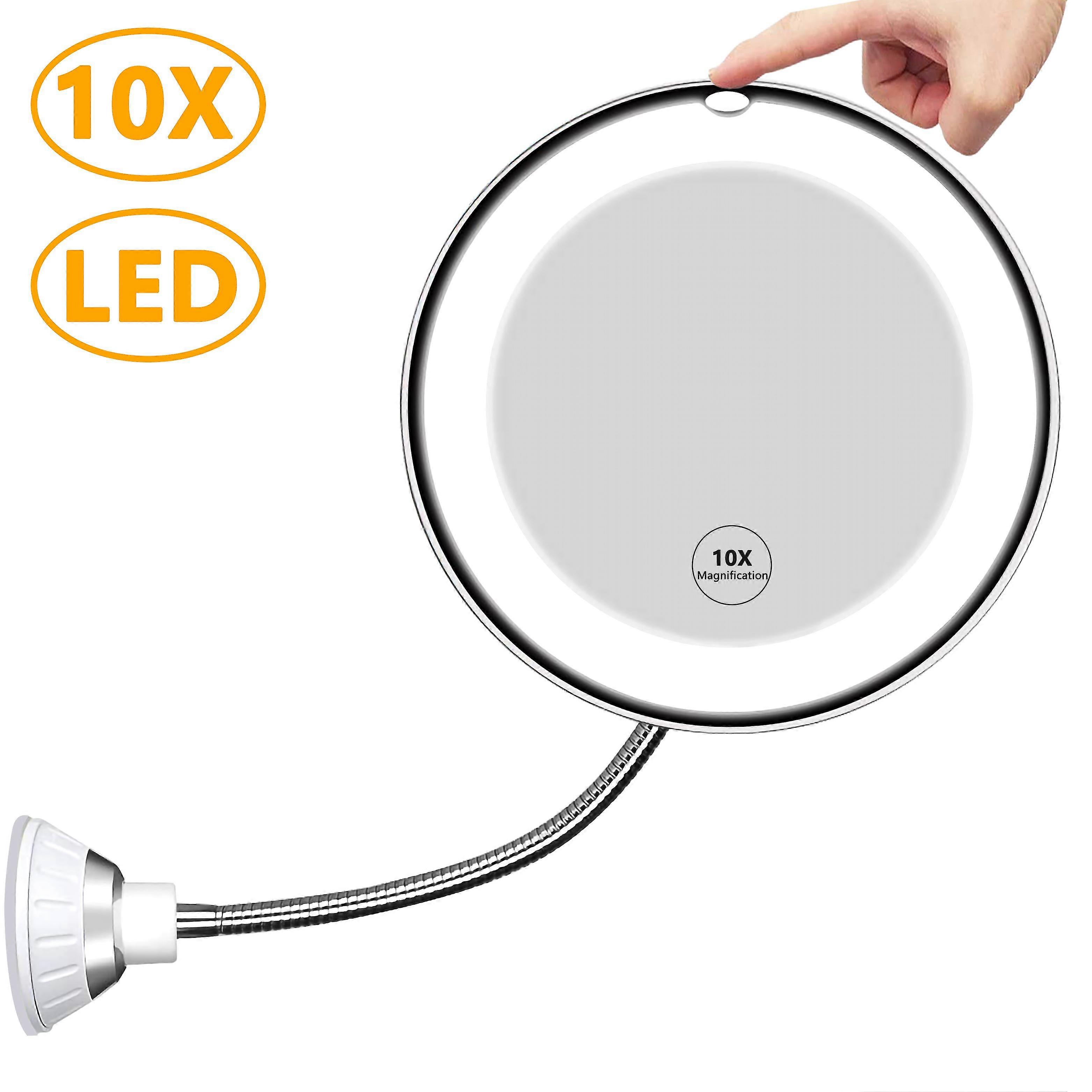 flexible gooseneck 10 x magnifying led lighted mirror illuminated
