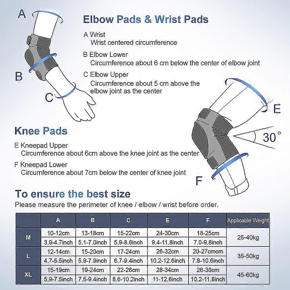 Knee Pads Set, Protective Gear For Kid Children Teenager Adult With Knee Elbow Wrist Pads For Rollerblading, Skating, Skateboard, Scooter, Biking, Cyc