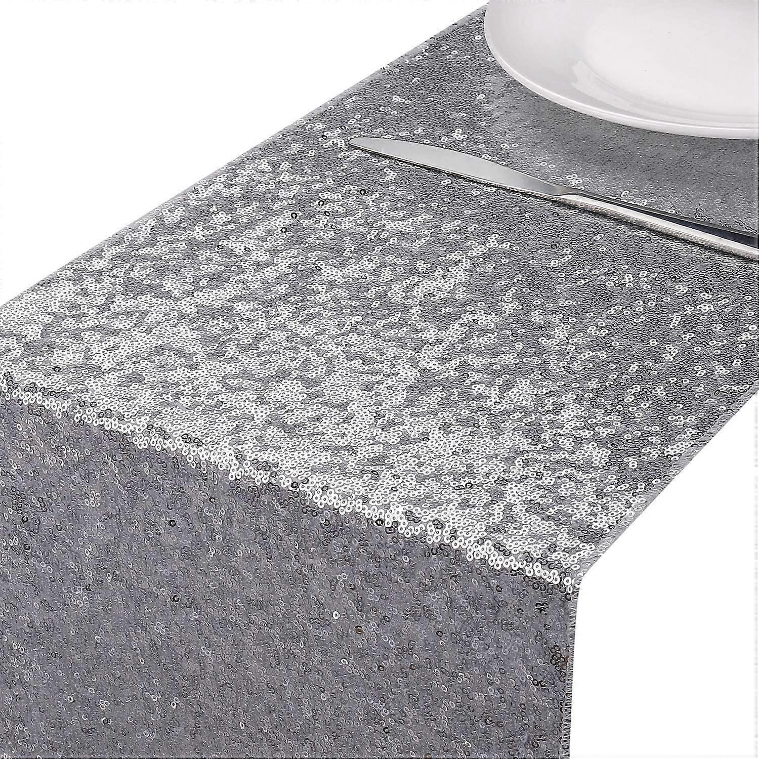 Table Runner Sequins Silver Tablecloths Table Flag Decoration For Party Wedding Birthday