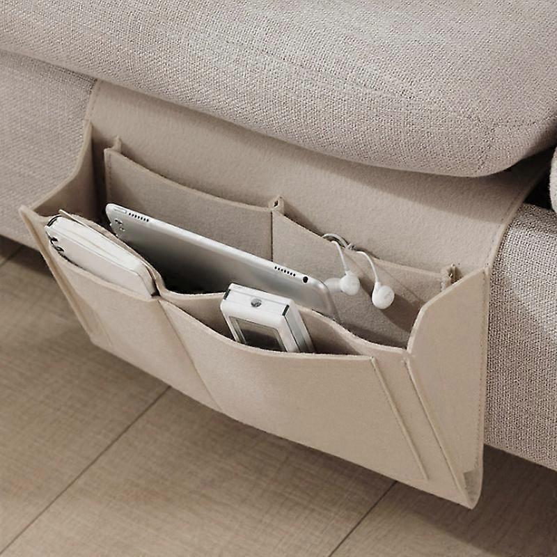 Bedside Storage Organizer with Pockets Easy to Install Oxford Material with Leather Backing Versatile Storage