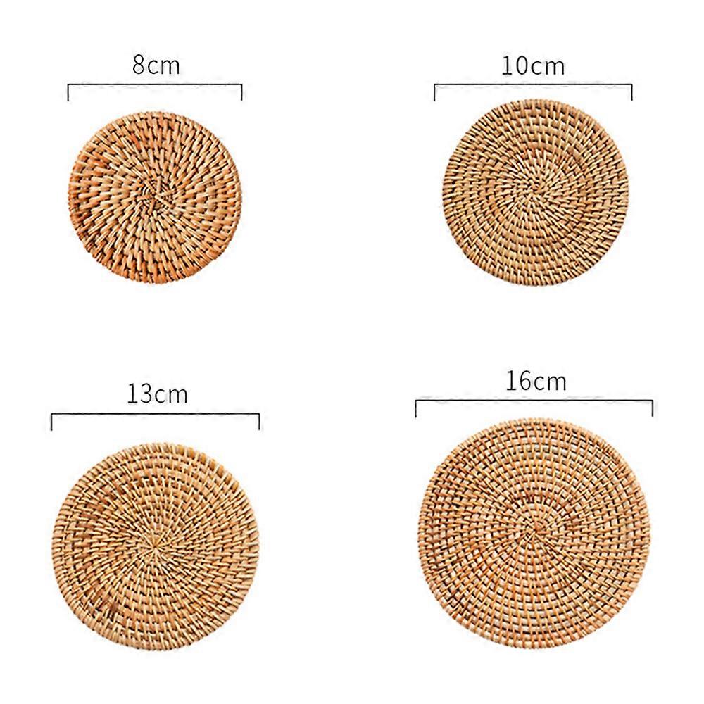 Round Braided Place Mat Non-Slip Heat Resistant Washable Natural Weaving Coaster