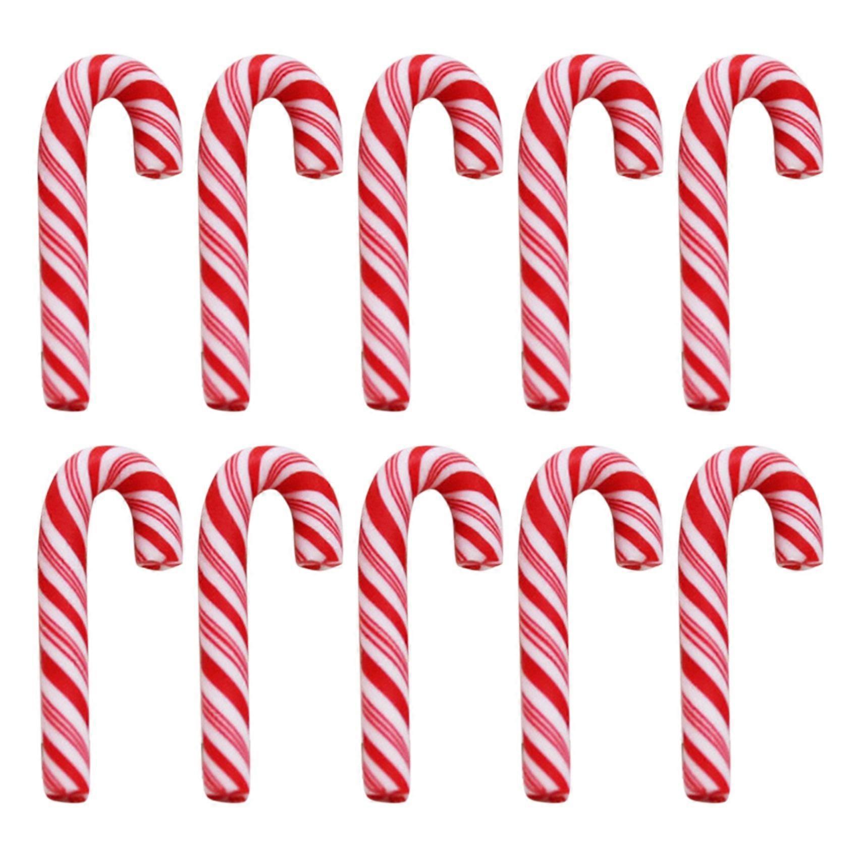 10PCS Christmas Red Cane Soft Pottery Jewelry Accessories New Year Candy Cane