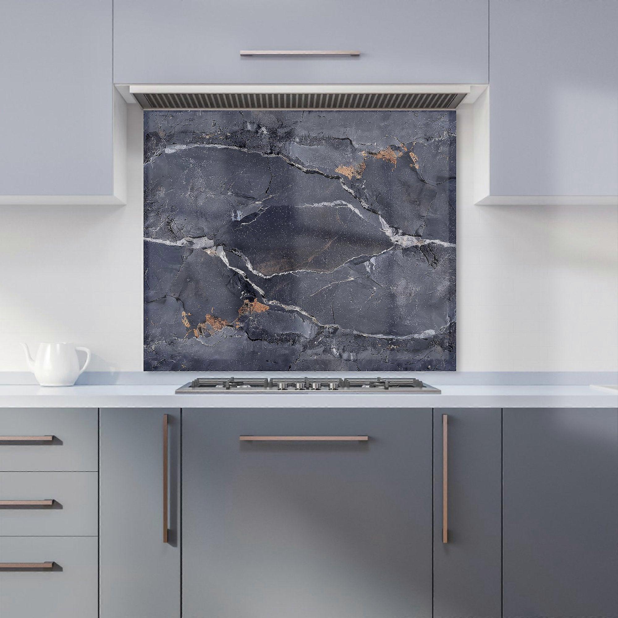Polished Slate Grey Quartz Effect Kitchen Splashback