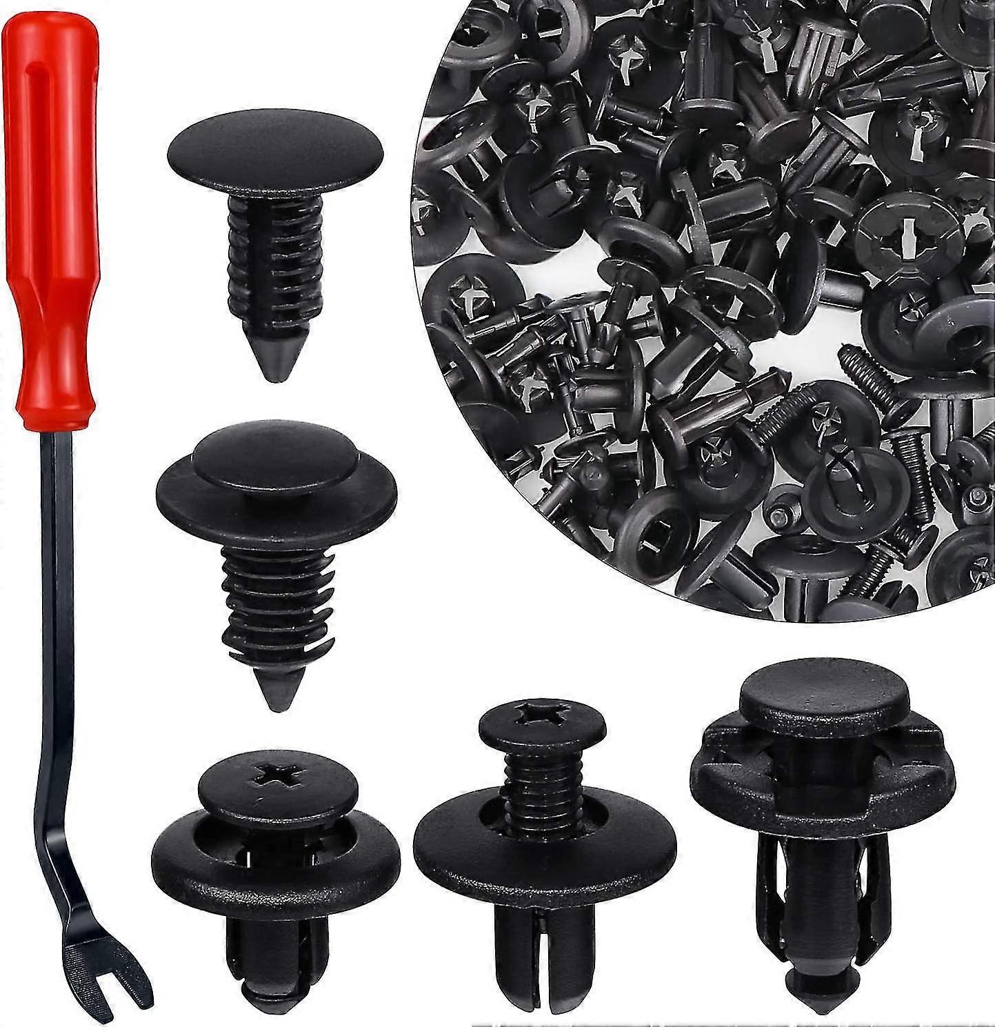 Car Retainer Clips, 120 Pcs Universal Auto Car Retainer Push Pin Rivet Trim Clip Panel Bumper Fastener Kit With 1 Pcs Fastener Remover,4 Sizes Bumper