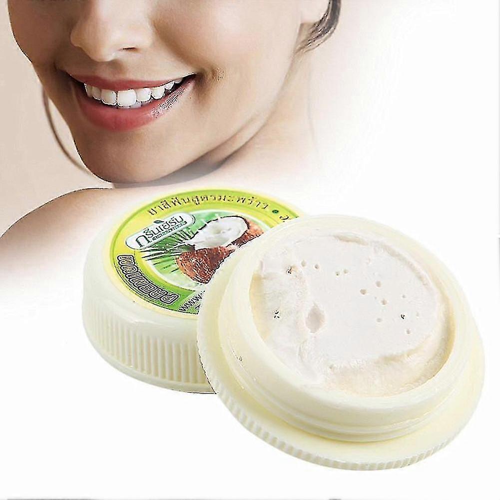 タイ歯パウダー10gグリーンハーブココナッツフレーバー歯磨き粉ホワイトニング、ホワイトニング、タルタル、スモークとティーステインの除去、Blac